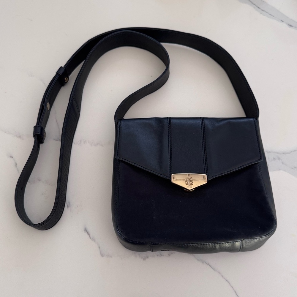 Mark Cross Black Leather & Nylon Crossbody Bag